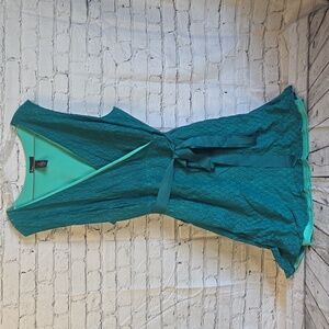 Lane Bryant teal Lace Sleeveless Faux Wrap A-Line Dress